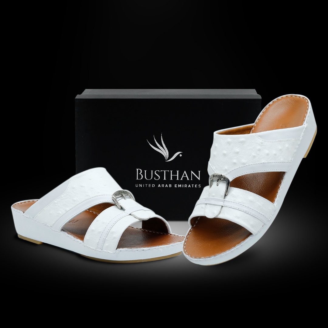 Busthan-01-[H7]-OSTRICH-Pattern-White-Tan-Gents-Sandal-40